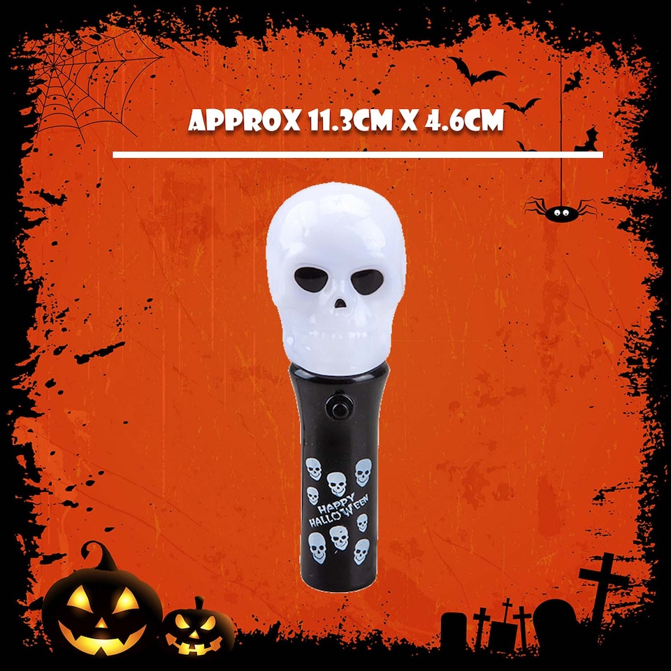 image 1 of PMS Halloween Light-Up Skull Wand Accessory, 11.3 x 4.6 cm