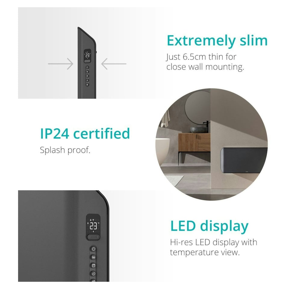 image 1 of Edge 1000 Smart Convector Heater in Grey - DXCH20UK