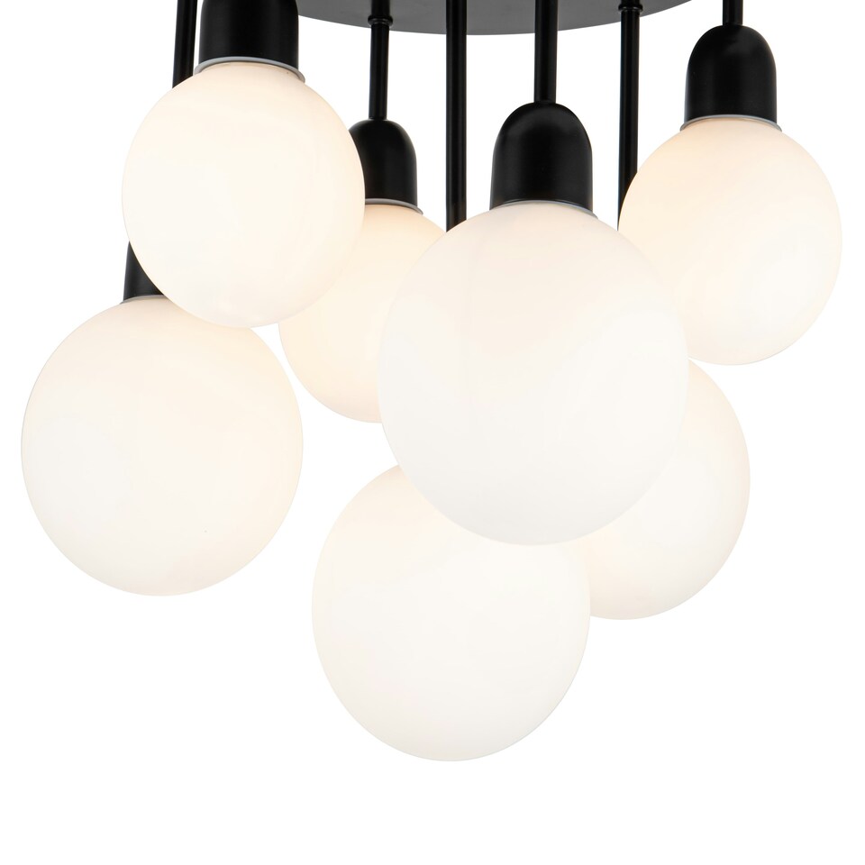 image 1 of COSYLYTE Broome Bathroom 7 Light Modern Opal Glass Ceiling Light - Matt Black Black