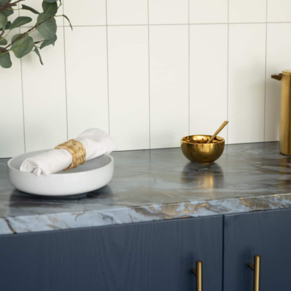 image 1 of Sticky Back Plastic Romeo Gold Marble Effect Kitchen Self-adhesive Vinyl Wrap for Cupboards, Doors and Worktops 67.5cm x 2m - d-c-fix