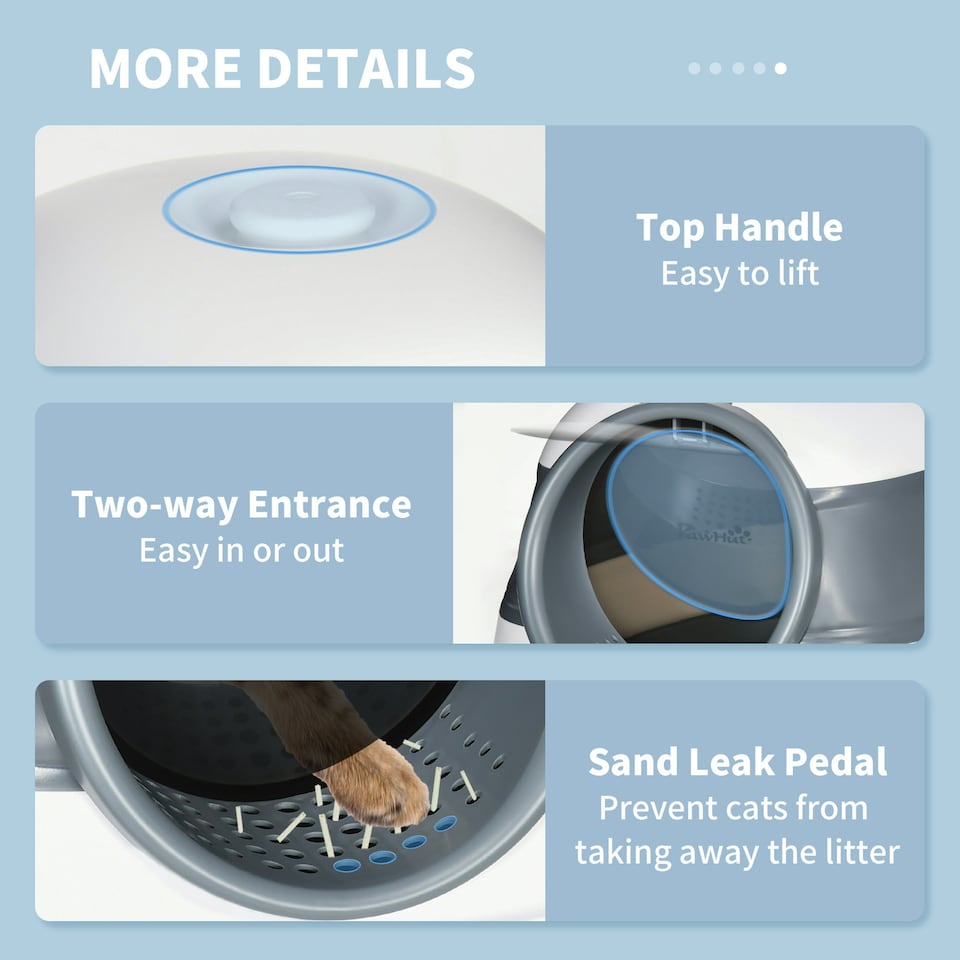 image 1 of PawHut Foldable Cat Litter Tray Hooded Cat Litter Box w/ High Side, White