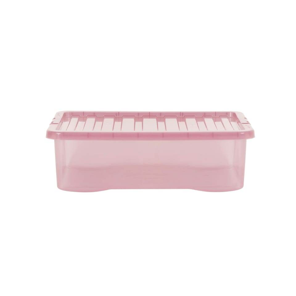 image 1 of Wham Crystal 5 x 32L Stackable Plastic Storage Boxes with Lids Pink