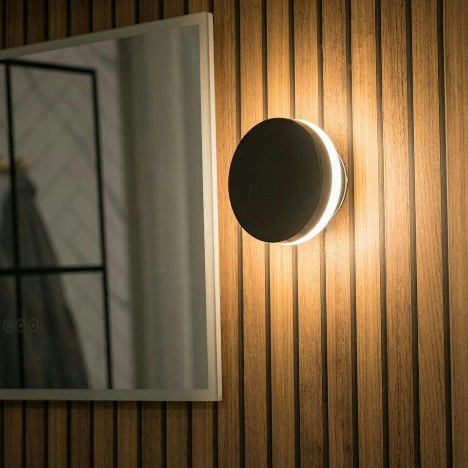 image 1 of ValueLights Infinity Black Backlit Circle Integrated LED Wall Light