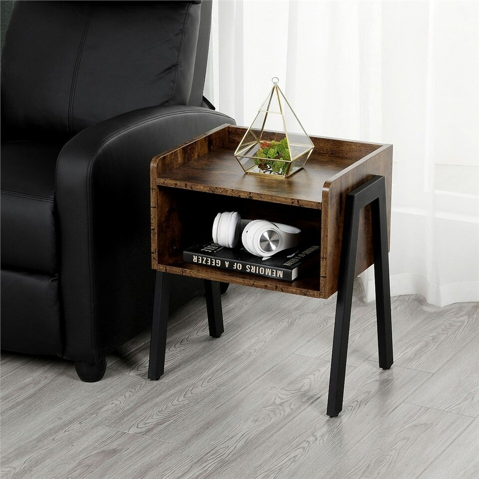 image 1 of Yaheetech 2pcs Industrial End Tables with Storage Compartments