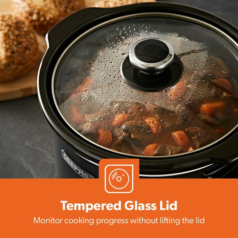 image 1 of GEEPAS 2.5 Litre Slow Cooker, Black