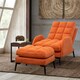 image 4 of Living and Home Recliner Armchair and Ottoman Set with Metal Legs - Orange