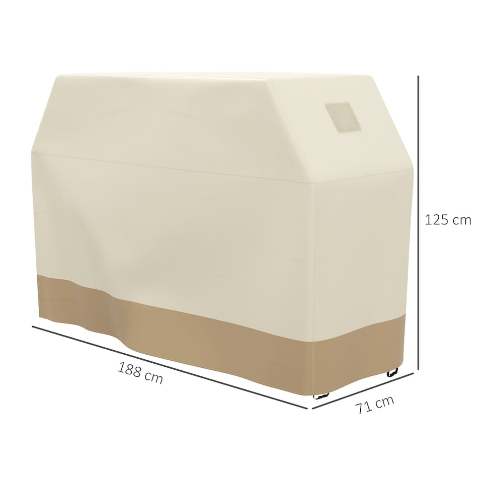image 1 of Outsunny BBQ Cover for Rectangular Gas Grill, 300D Oxford Fabric Barbecue Covers, Waterproof UV Protection Rip-Proof, with Windproof Buckles, Beige, 188 x 71 x 125cm