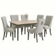 image 1 of Grey Set of Six Studded Velvet Dining Chair with Ring Knocker Detail Grey | Dark Grey