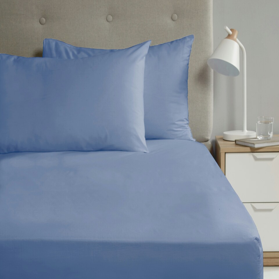 image 1 of Percale Housewife Pillowcase Pair Blue