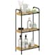 image 2 of HOMCOM 3-Tier Bamboo Bathroom Storage Shelf, Freestanding Narrow Shelving Unit with Slatted Shelves for Kitchen Bathroom Living Room, 41.5 x 21.5 x 77.5 cm, Natural and Black | Black