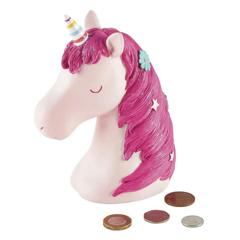 Floss & Rock 3D Pink Unicorn Piggy Bank