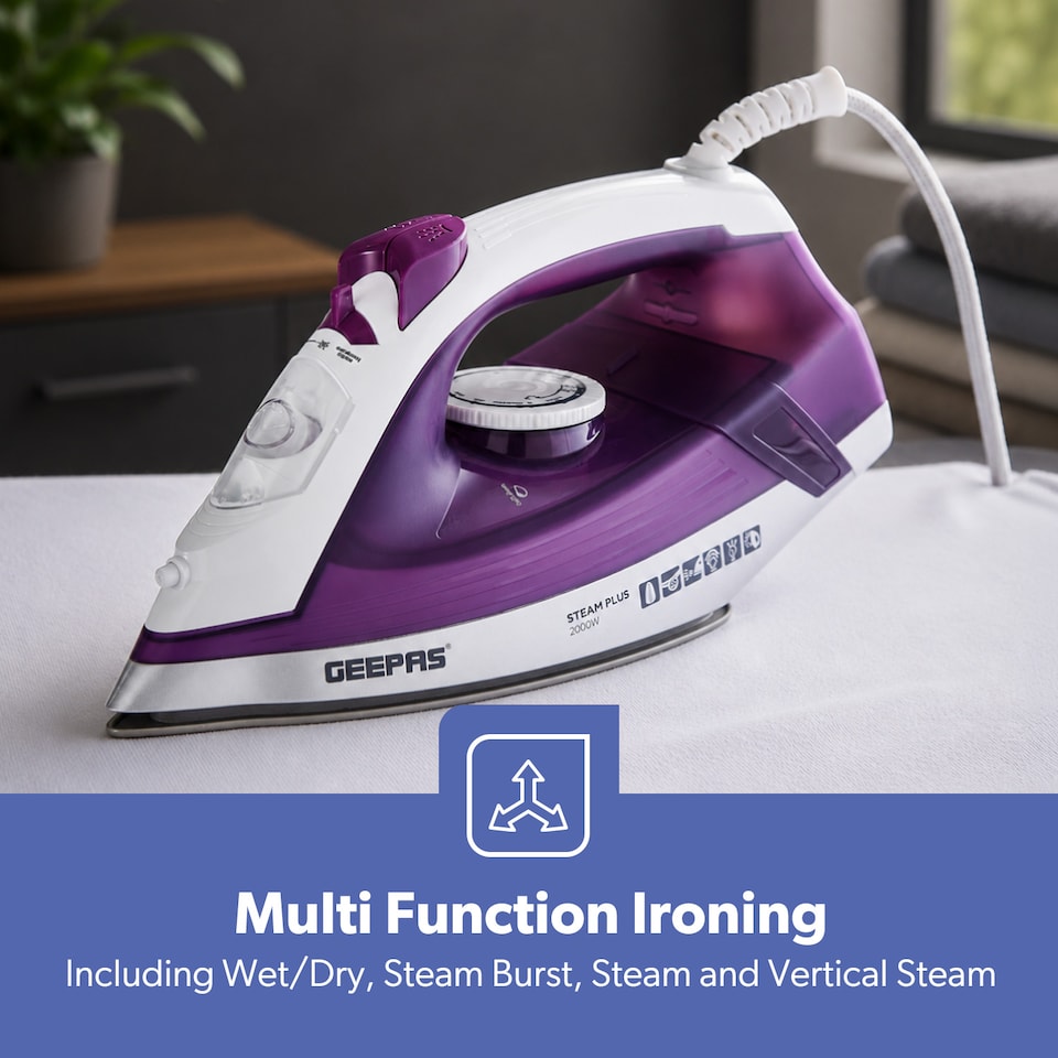 image 1 of GEEPAS Steam Iron  2000W Purple