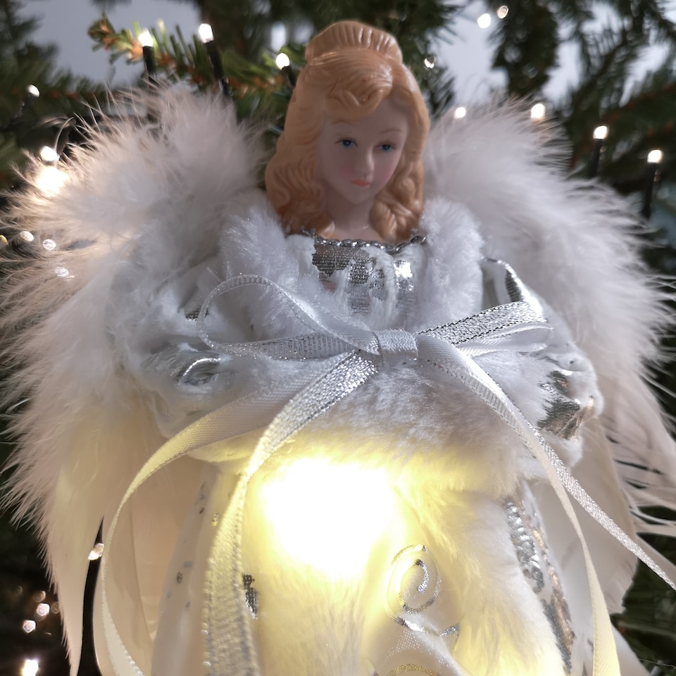 image 1 of 30cm Premier Lit Angel Christmas Tree Topper with Warm White LEDs