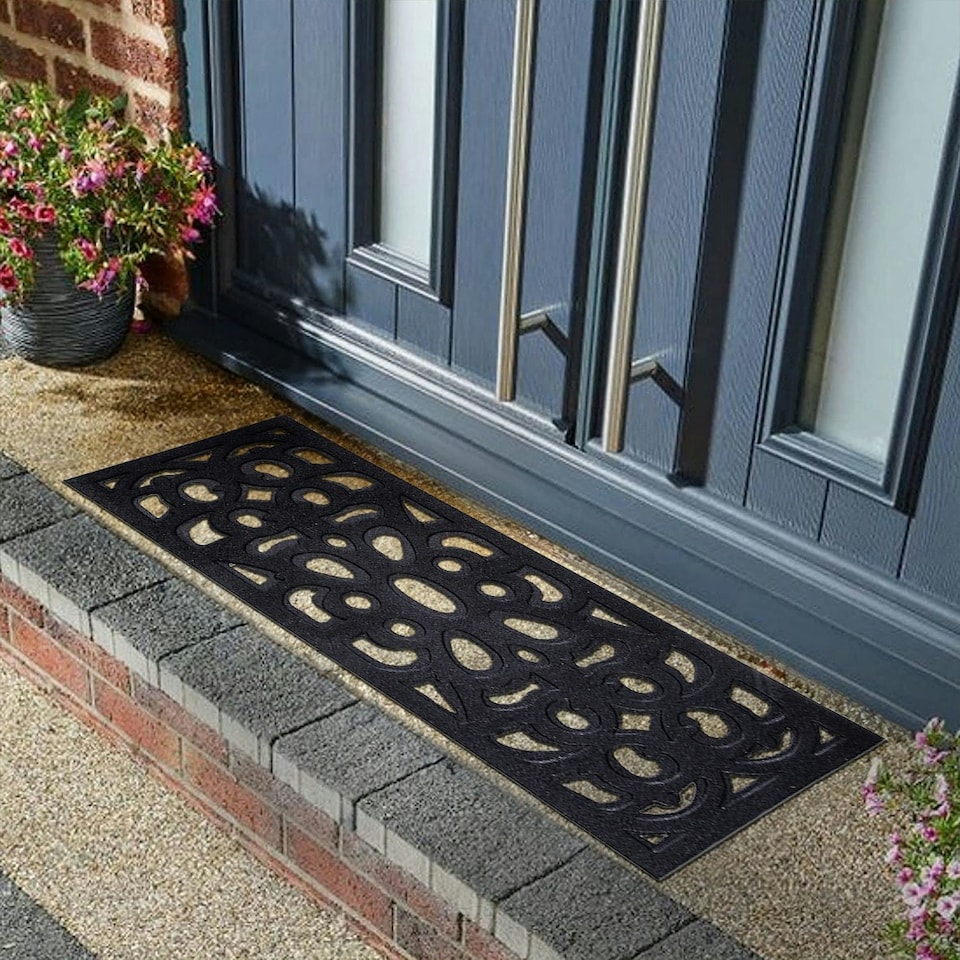 image 1 of Victorian Style Rubber Step Mat - Black