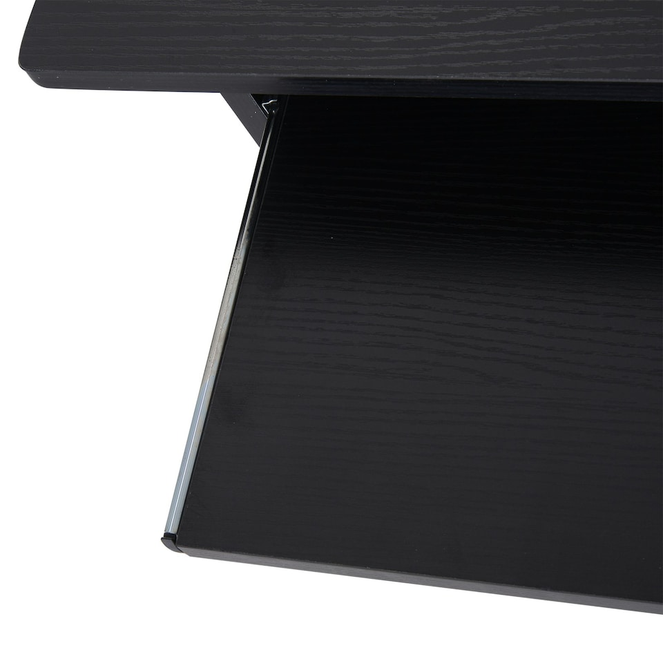 image 1 of HOMCOM Compact Small Computer Table Wooden Desk Keyboard Tray Storage Black