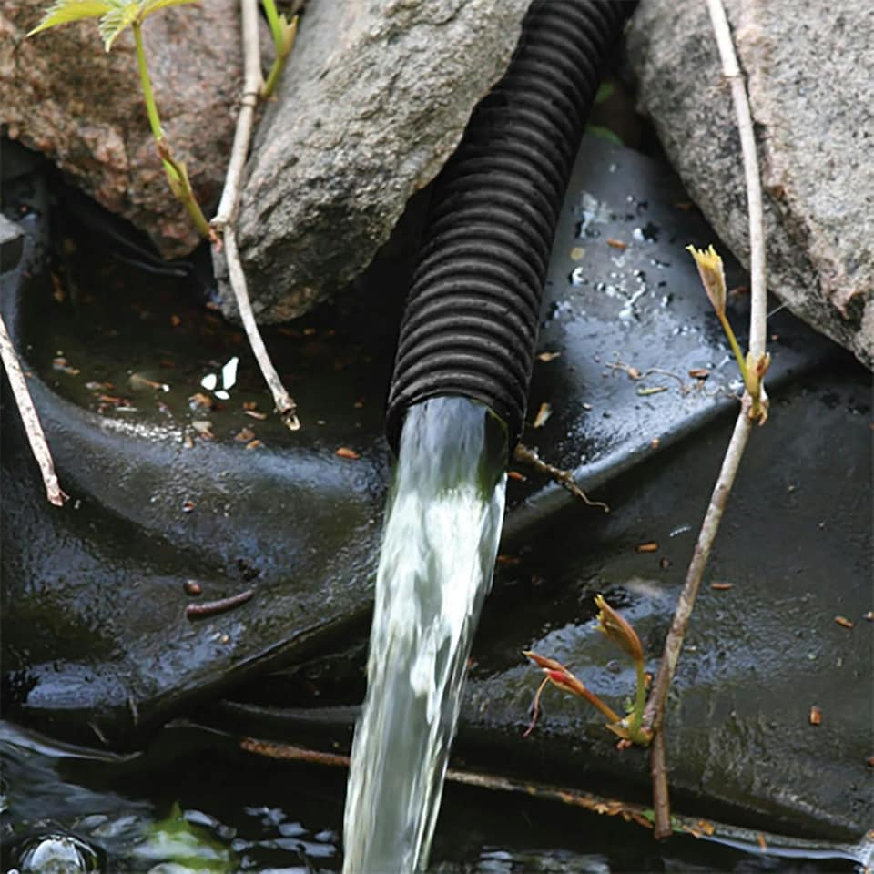 image 1 of SPARES2GO Corrugated Flexible Garden Fish Pond Marine Boat Hose Tube Pipe (15m Length x 32mm Diameter) | Black