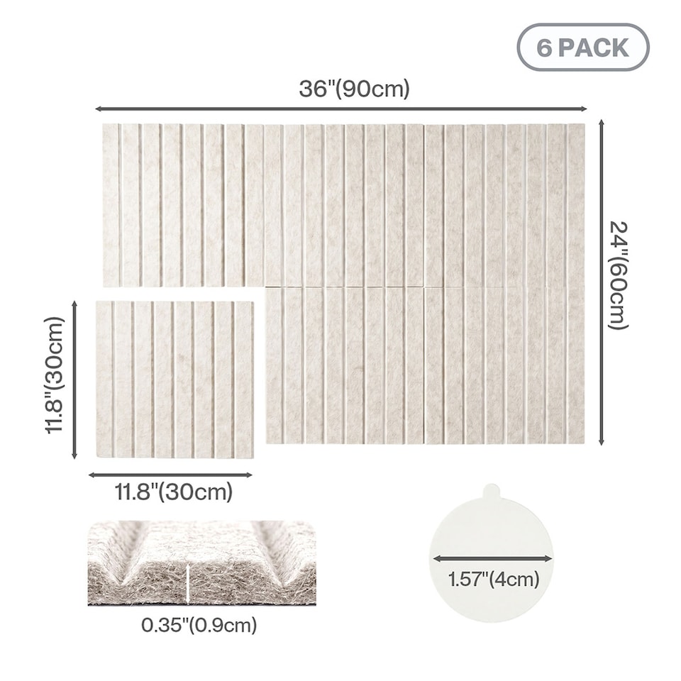 image 1 of Levede Felt Notice Board 6 Pack Wall Tiles Pin Board Self Adhesive Beige 30x30cm