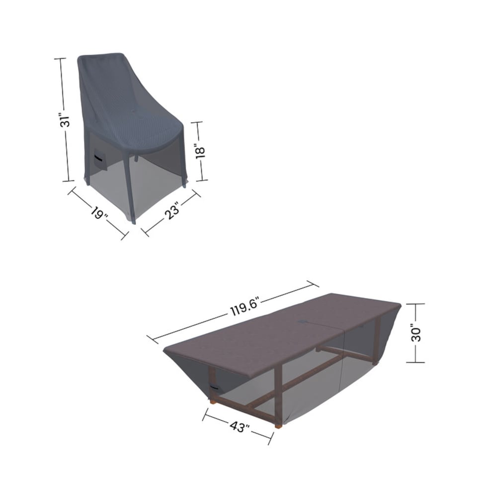 image 1 of Covers and all Bischoff 12-Person Outdoor Patio Dining Set Covers Water-Repellent UV-Resistant Polyester with Tie-Downs, 23 W x 19 D x 31 H x 18 FH