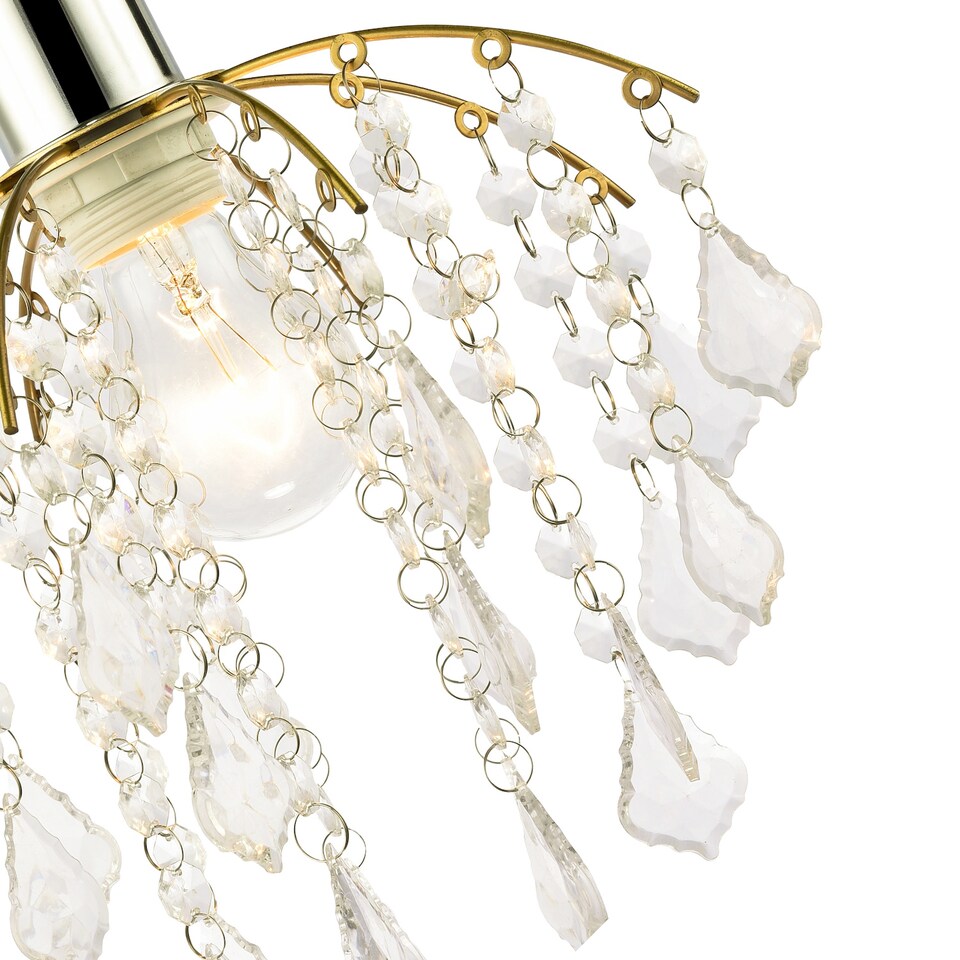 image 1 of Traditional Waterfall Pendant Shade with Clear Acrylic Droplets and Gold Frame | Gold