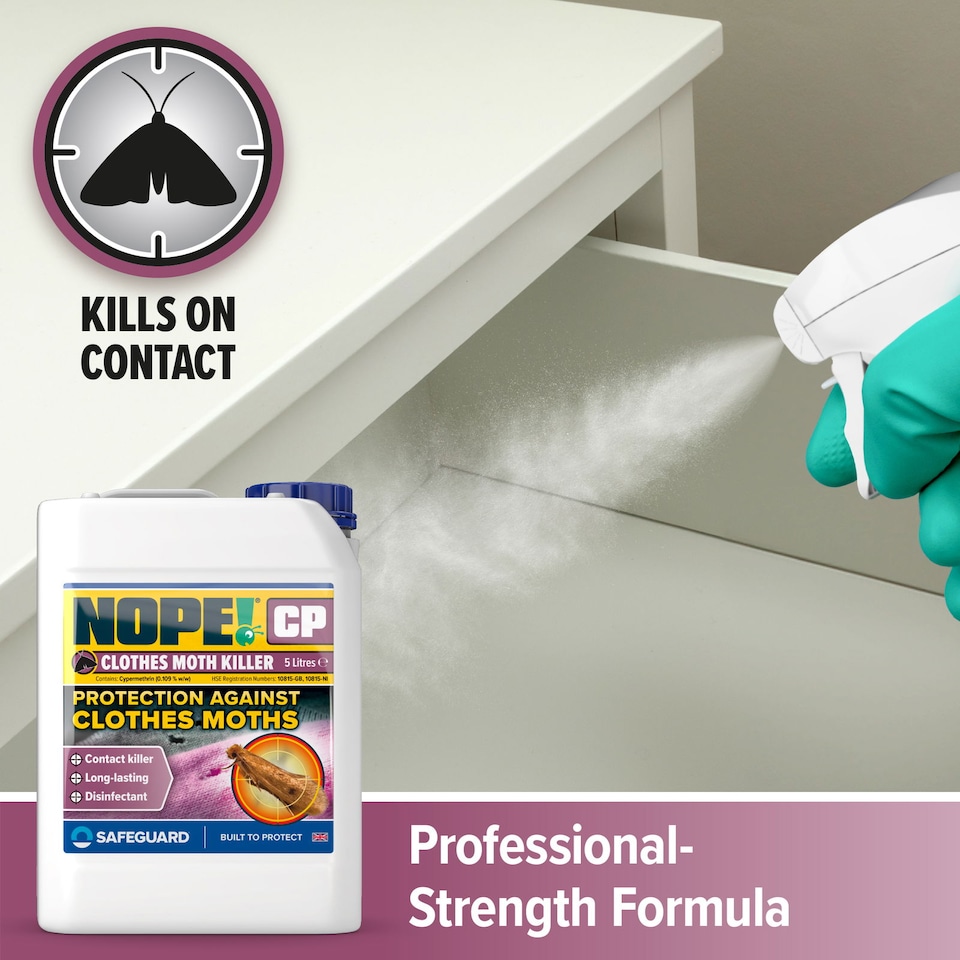 image 1 of NOPE CP Moth Killer (5 Litre) Fast acting, Odourless, Long-lasting Moth Repellent for Home, Clothes, Wardrobe, Room & Carpets