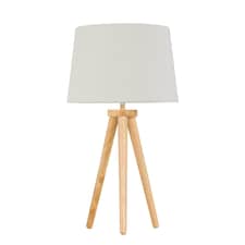Voyage - Light Oak Table Lamp or Bedside Light with Linen Shade Brown | Brown