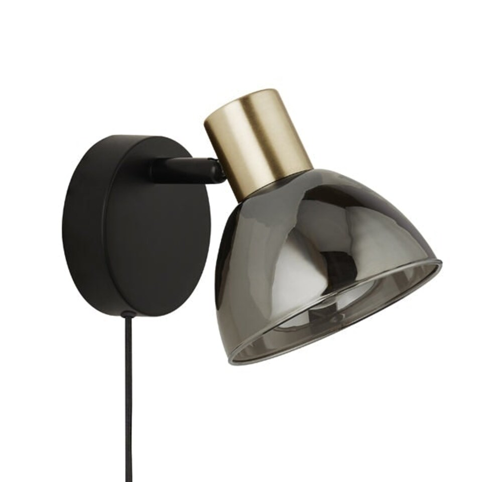 image 1 of Elisa Plug In Smoked Glass Wall Light