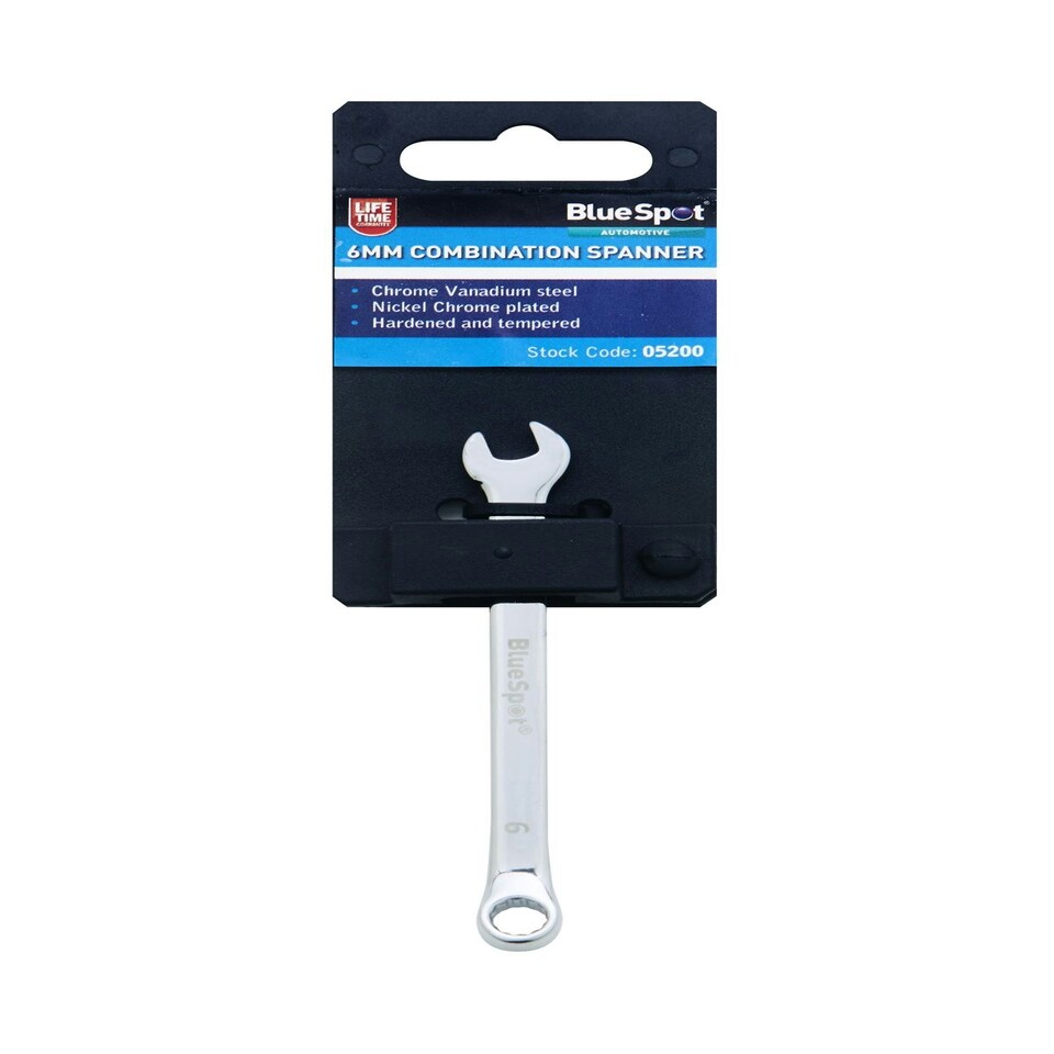 image 1 of Blue Spot Tools - 6mm Fully Polished Chrome Vanadium Spanner