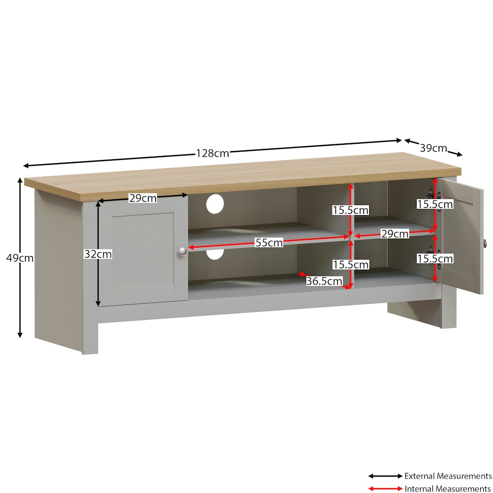 image 1 of Vida Designs Arlington 2 Door TV Unit Shaker Entertainment Storage, Grey & Oak | Grey | Grey & Oak | 1