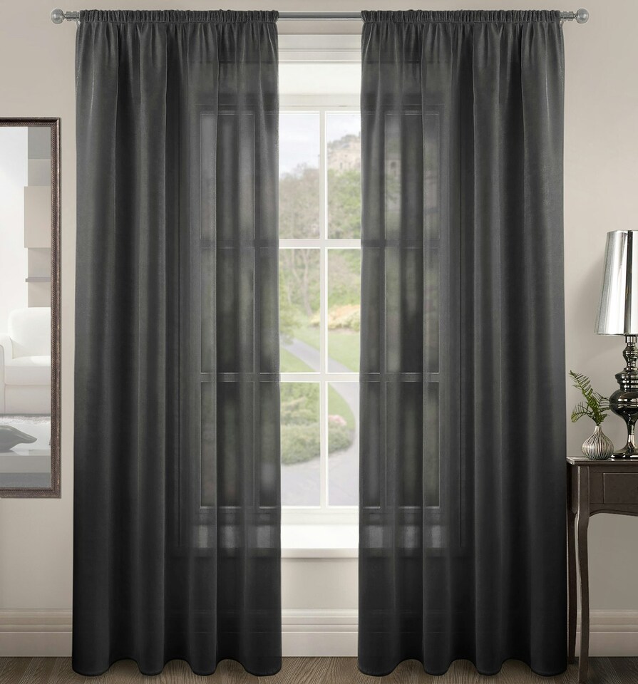 image 1 of Velosso Riva Slot Top Voile Panel - 150cm x 182cm | Black | Black