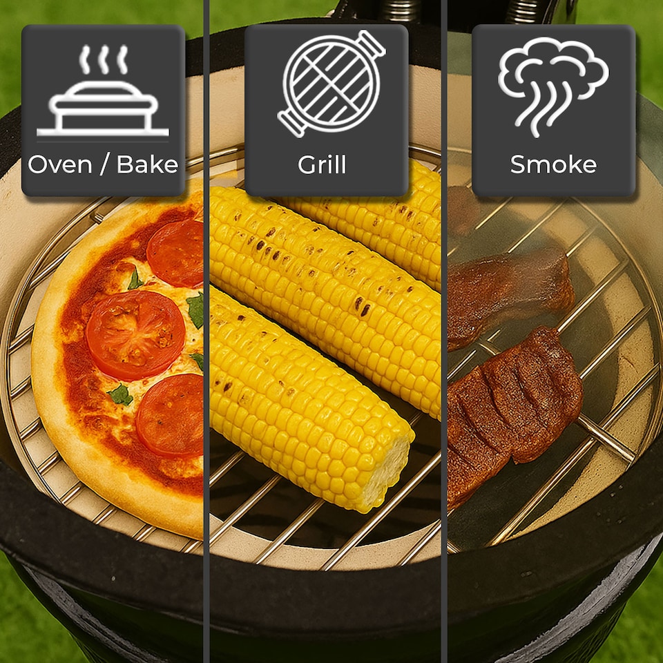 image 1 of Kamado 13" Ceramic BBQ Grill Smoker Charcoal Cooking Oven Portable