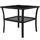 image 1 of Outsunny PE Rattan Coffee Table, Two-tier Side Table with Glass Top, Black | Black | Black | 50L x 50w X 45H cm