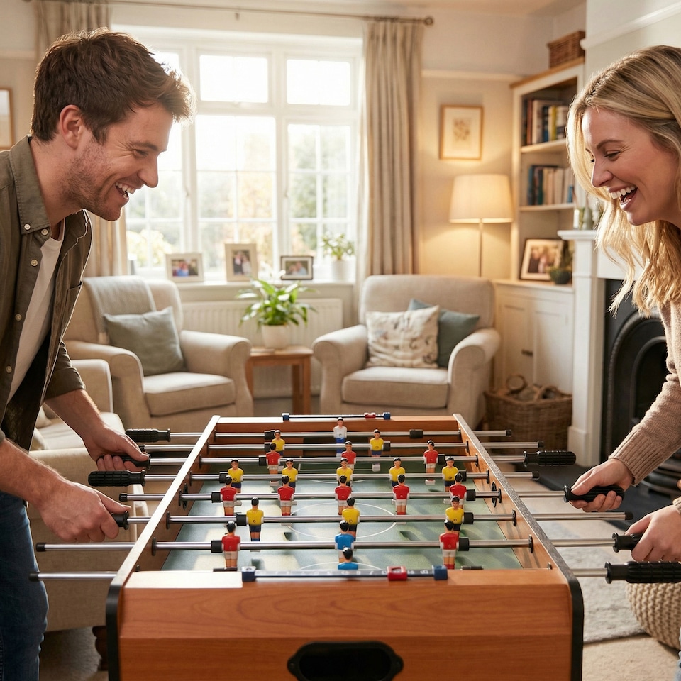 image 1 of HOMCOM Wooden Soccer Football Table 84.5cm Arcades Game Room Bar, 2 Foosballs