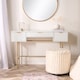 image 1 of OHS Ribbed Dressing Table Vanity Makeup Desk with 3 Drawers | White