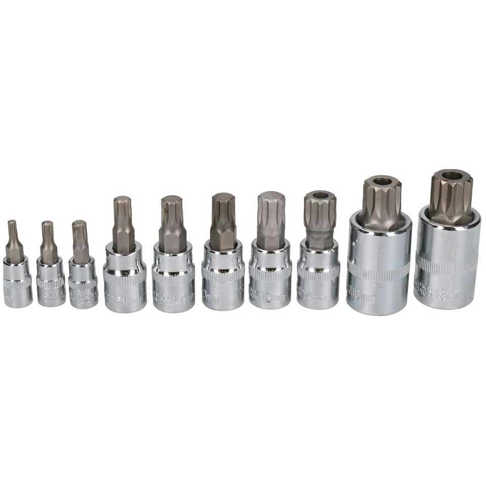image 1 of Triple Square Spline And Tamperproof Sockets 1/4" 3/8" And 1/2" Dr 10pcs AT303