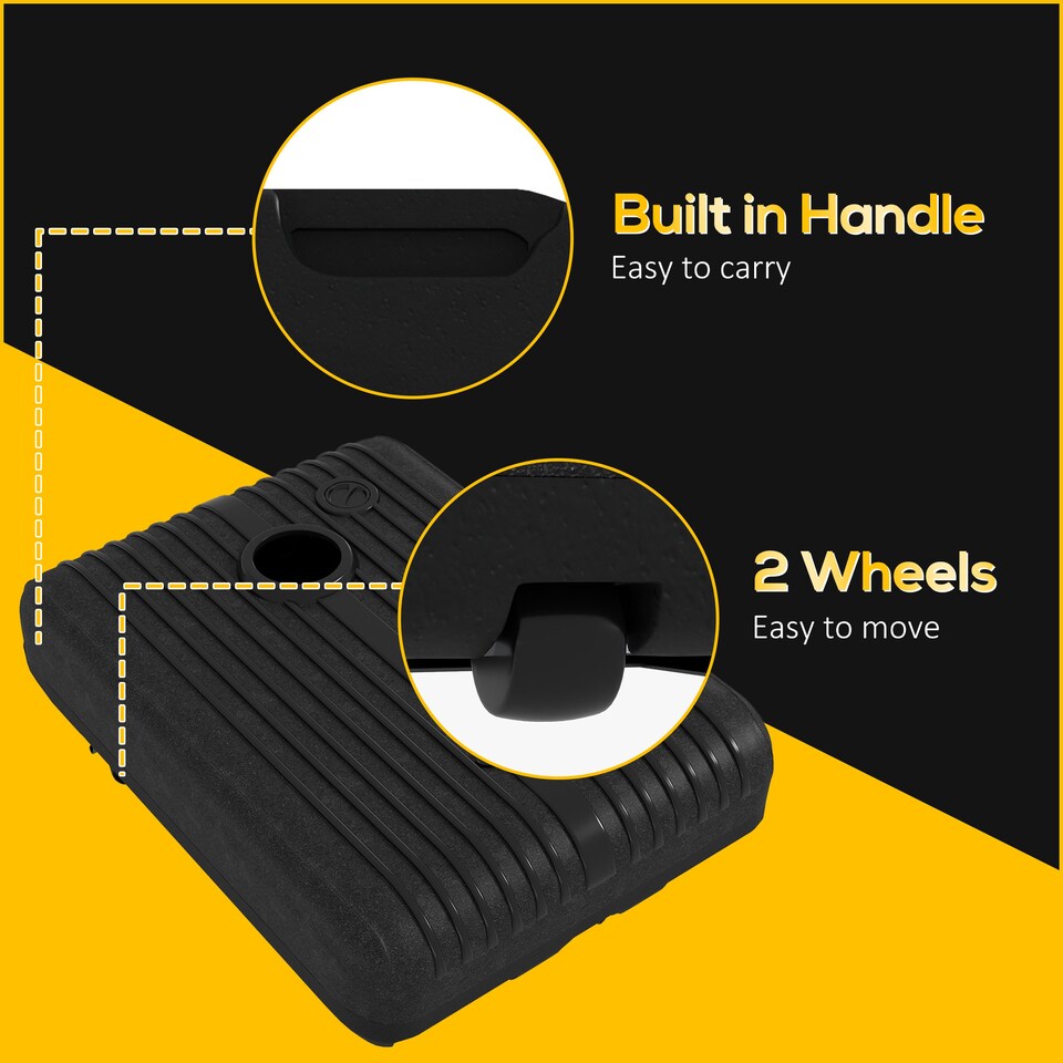 image 1 of Outsunny 90kg Cantilever Parasol Base with Wheels, Heavy Duty HDPE Plastic Umbrella Stand Weights for Cantilever Banana Parasol with Handle, 70kg Water and 90kg Sand Filled, Black