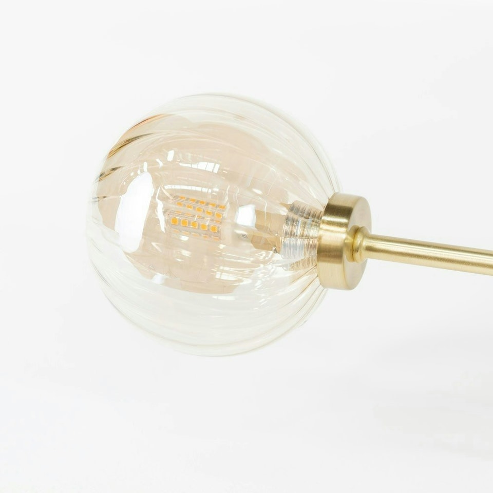 image 1 of ValueLights Chessy Asymmetric Ribbed Glass Globe Gold Bar Ceiling Light
