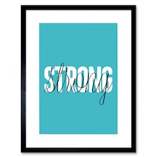 Strong Word Simple Bold Blue 9x7" Black Framed Wall Art Print