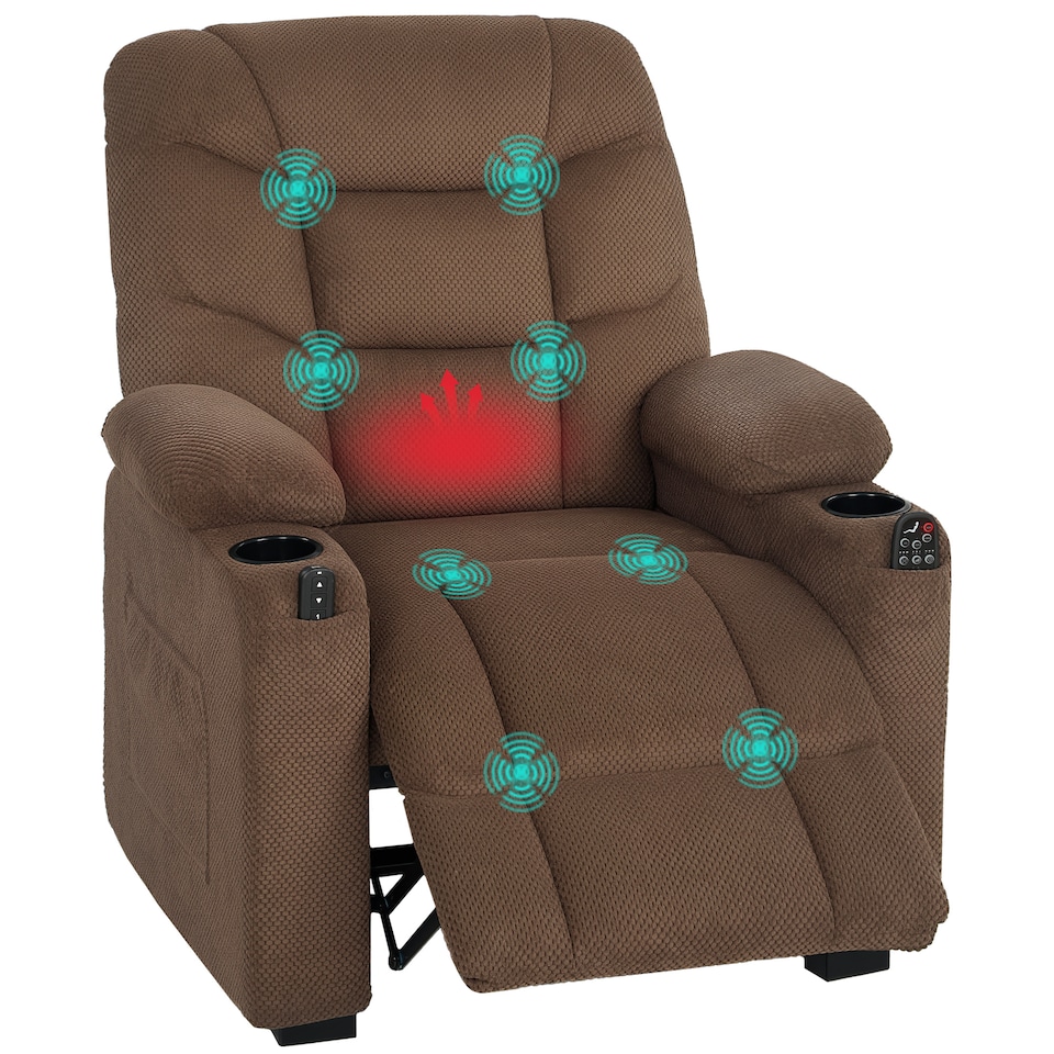 image 1 of HOMCOM Electric Massage Recliner Armchair with Heat, Reclining Chair, Brown | Brown