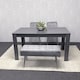 image 5 of Modern Dining Set  Dark Grey Table, Bench and 2 Grey Velvet Chairs