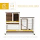 image 3 of PawHut Rabbit Hutch, Guinea Pig House Cage w/ Wheels & Enclosed Run, Brown