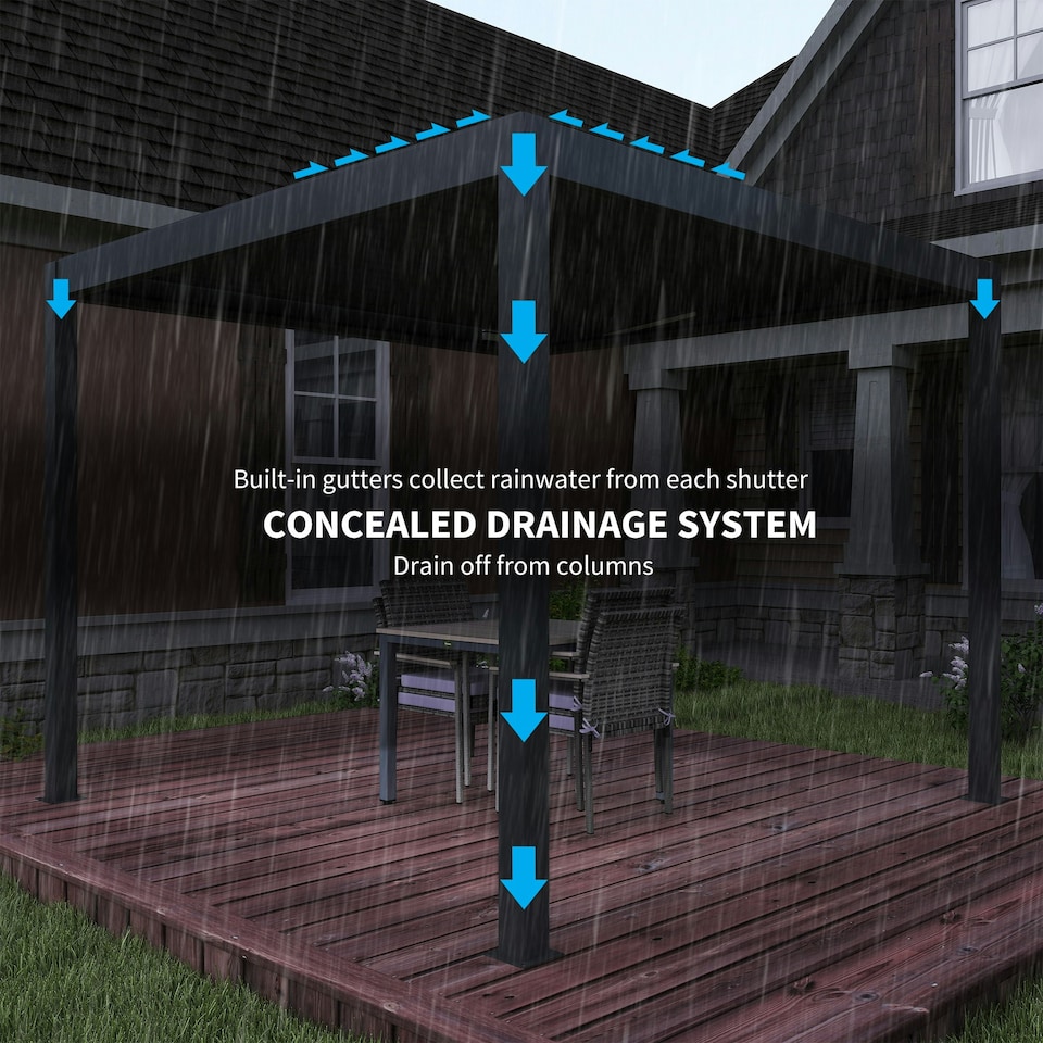 image 1 of Outsunny 3 x 3(m) Electric Louvered Pergola Aluminium Pergola w/ LED Light