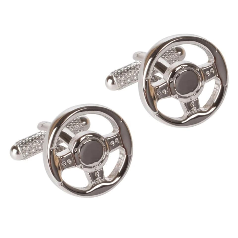 image 1 of Steering Wheel Cufflinks - Onyx Art CK99 Car Novelty Cuffs