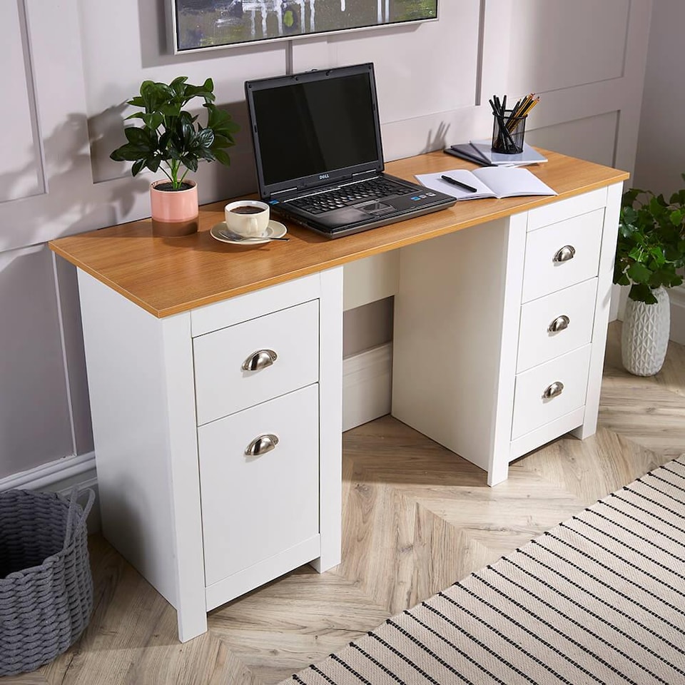 image 1 of Computer Desk Study Table Home Office Workstation Furniture | White