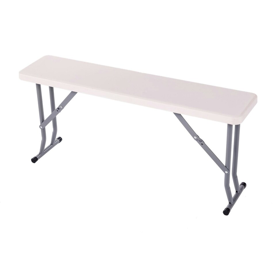 image 1 of Oypla 2x 3ft 95cm Folding Heavy Duty Outdoor 2 Person Trestle Bench Chair White