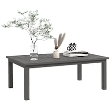 Outsunny Aluminium Outdoor Coffee Table, Rectangular Patio Side Table with Slat Tabletop for Indoor, Garden, Balcony, 100cm x 60 cm, Brown
