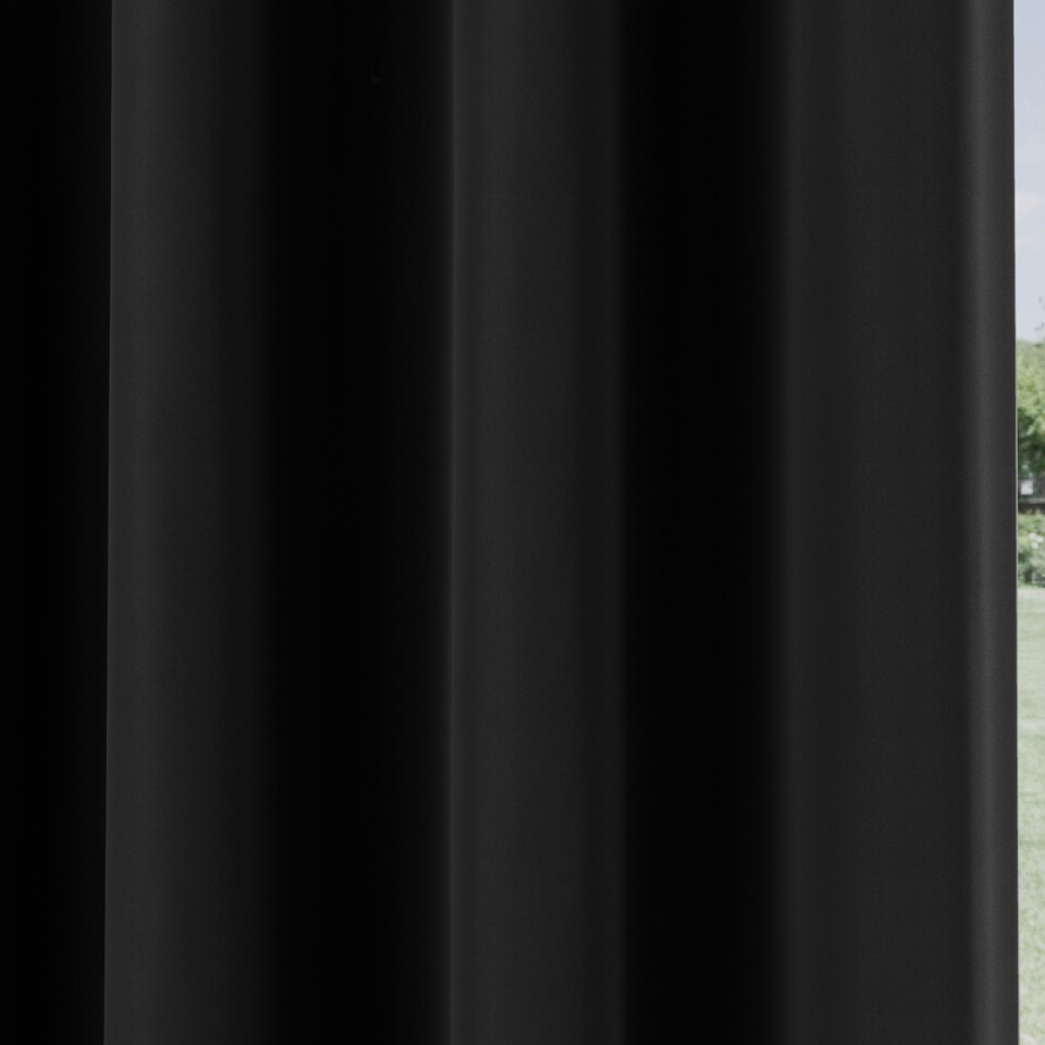 image 1 of Supersoft Black Curtains 46 x 72 inch (117 x 183 cm) Room Darkening Eyelet Thermal Noise Reducing Curtains for Bedroom and Living Room