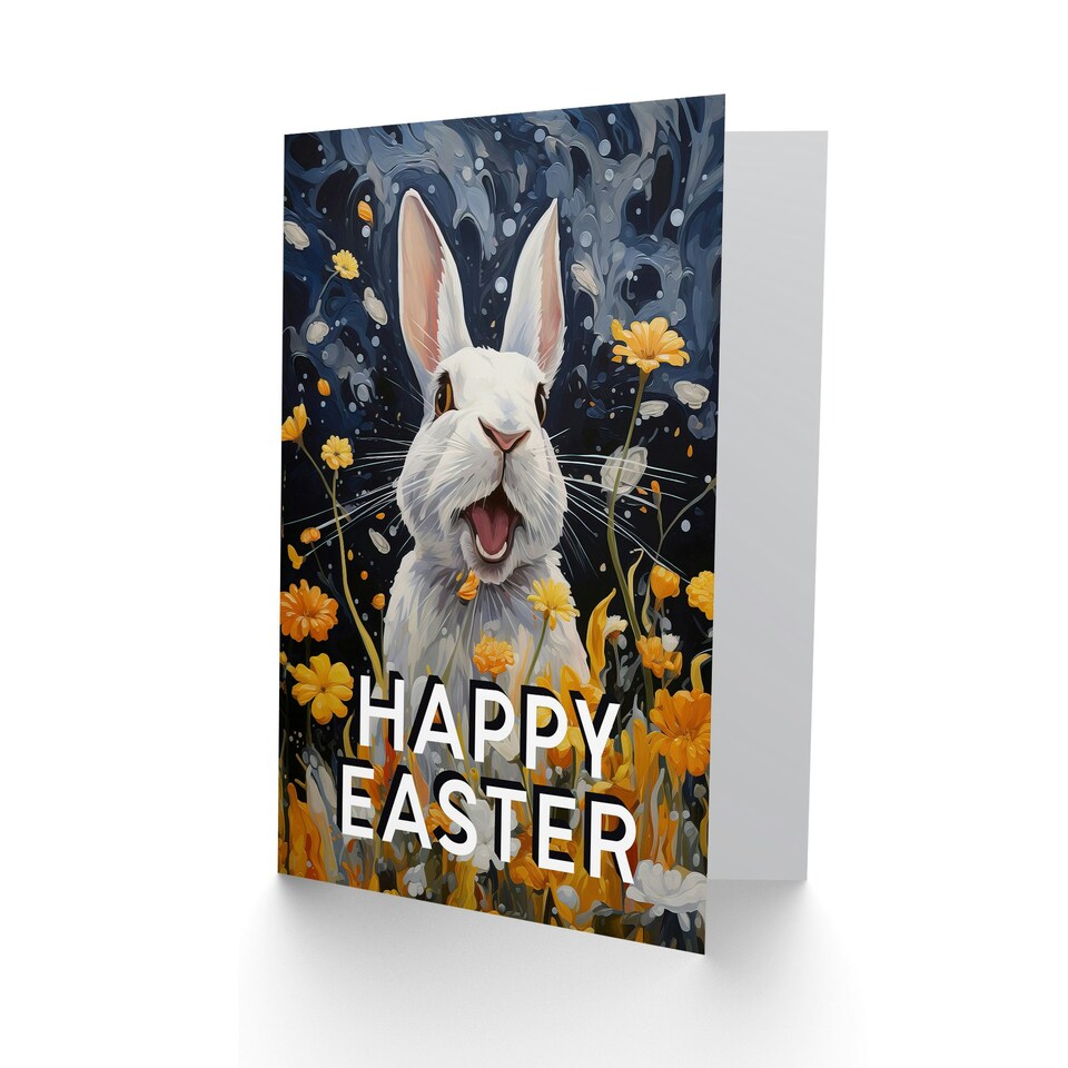 image 1 of Bunny Daisy Flower Meadow Inside Easter Him Her Card