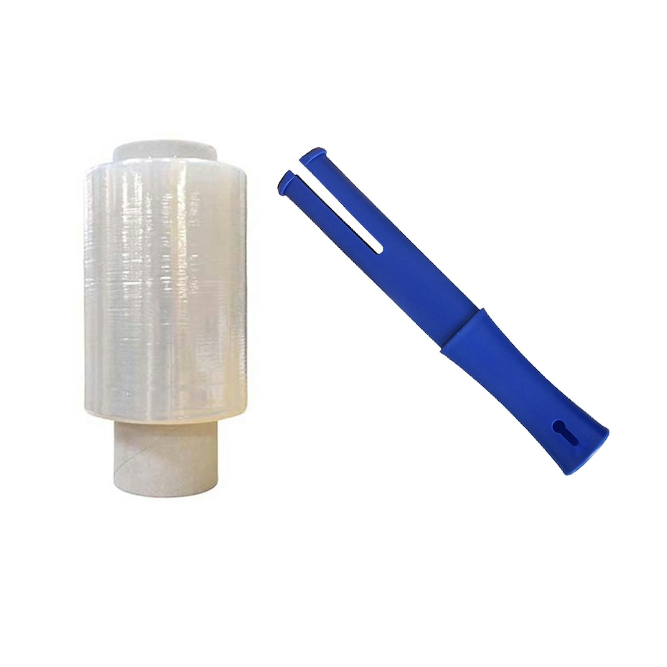 image 1 of 3 Rolls Of Strong Clear Mini Shrink Wrap 100mm With Dispenser