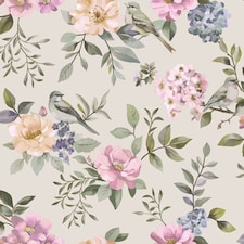 Holden Decor Garden Bird Wallpaper | Multi | Beige/Multicoloured | 1