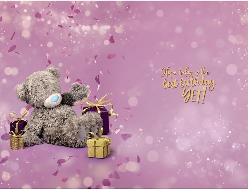 image 1 of Bear Surrounded by Gifts 16th Birthday Card